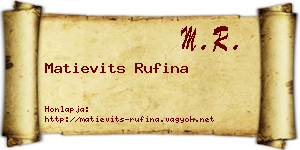Matievits Rufina névjegykártya